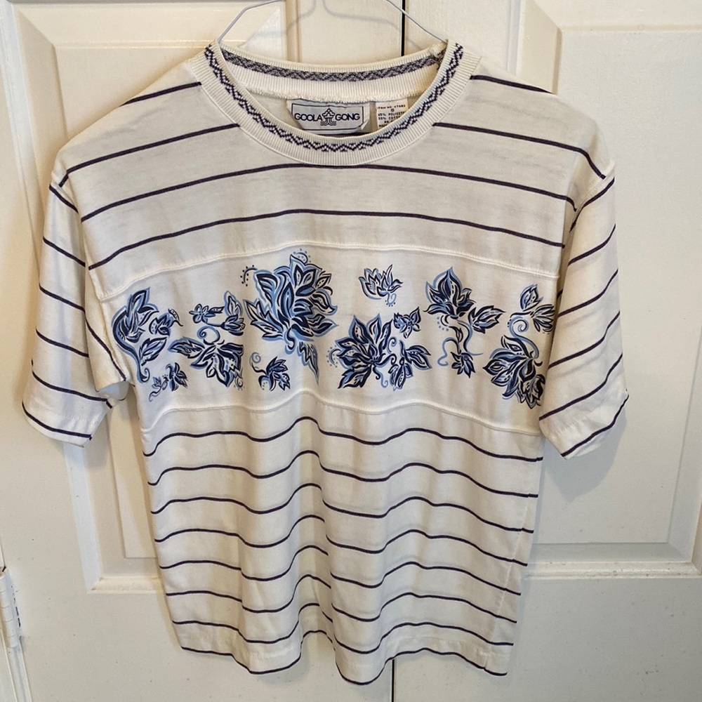 Blue and White Casual Wear Top